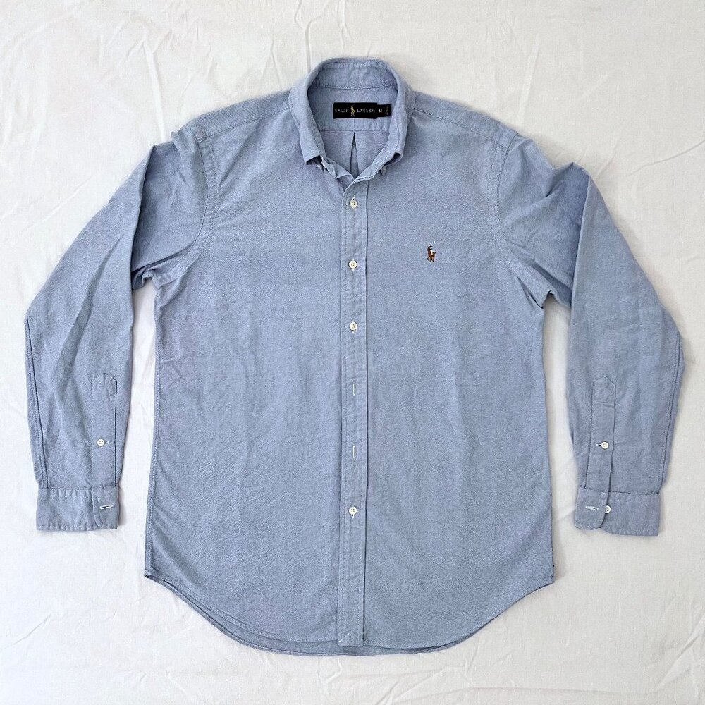 Ralph Lauren Men’s Button-Up Shirt, Light Blue Pinpoint, Size Medium
